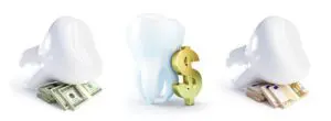 Cost of dental treatment on a white background 3D illustration