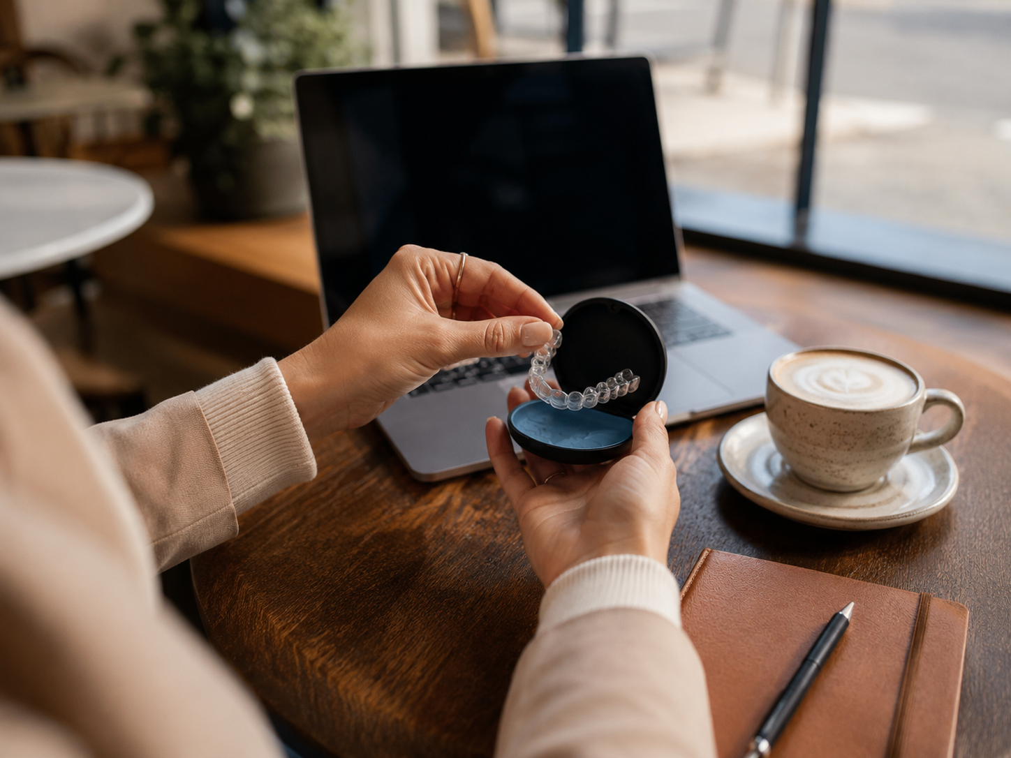 Aligner Care at a Cozy Café