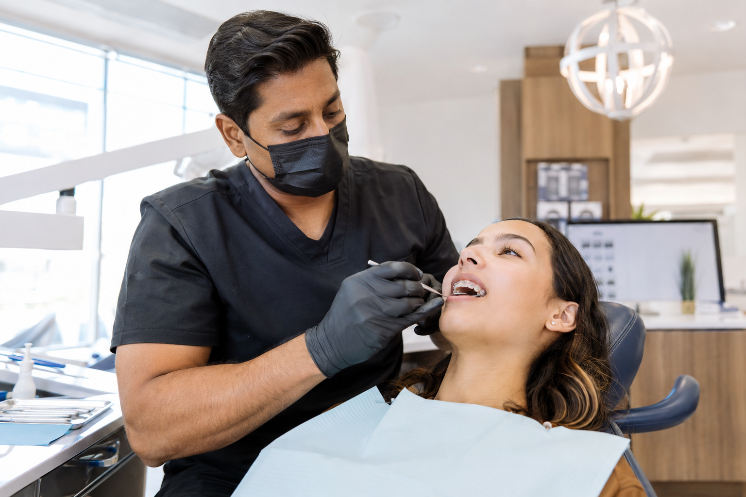 Modern Orthodontic Braces Examination