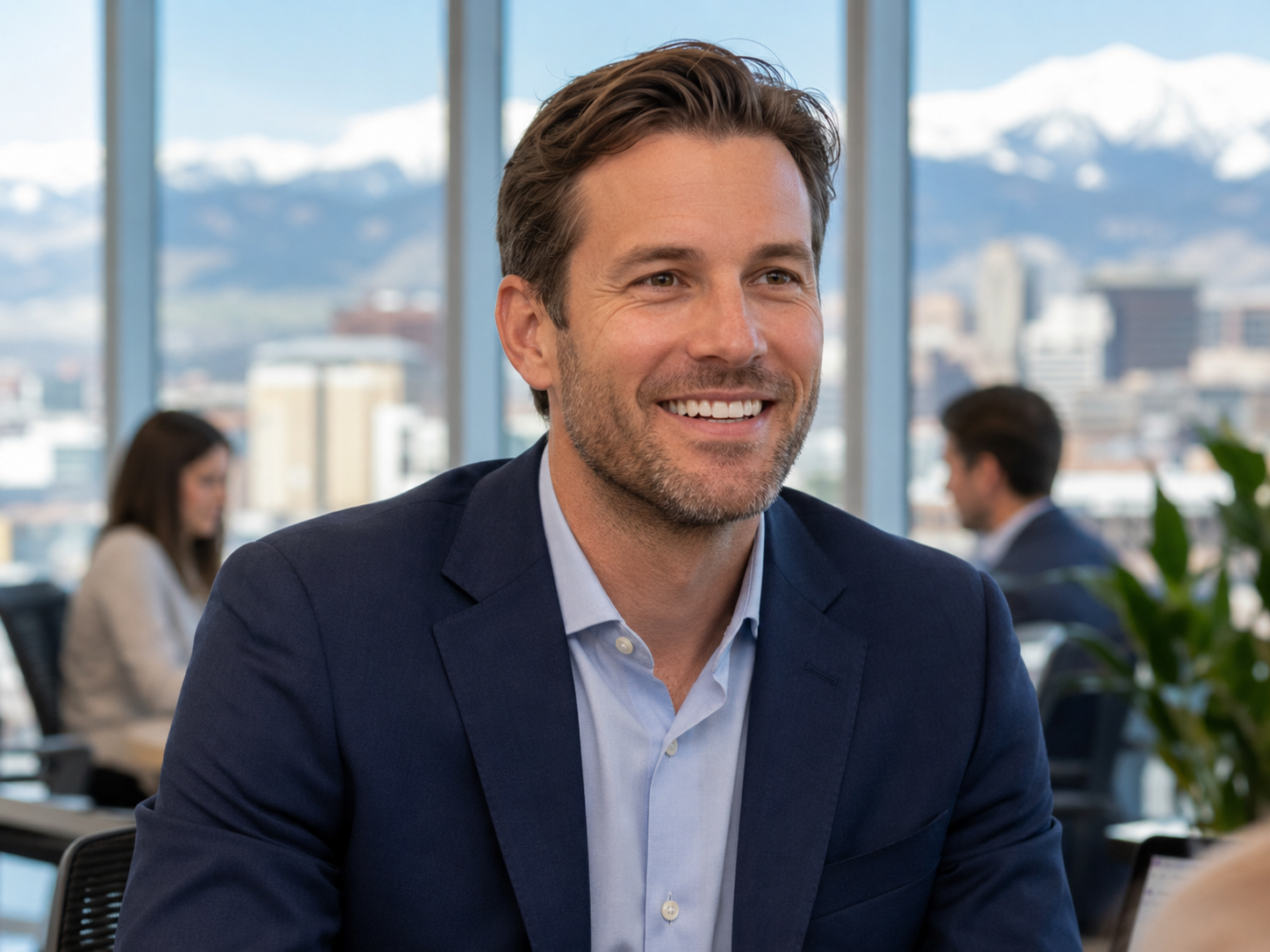 Smiling Professional in a Bright Office