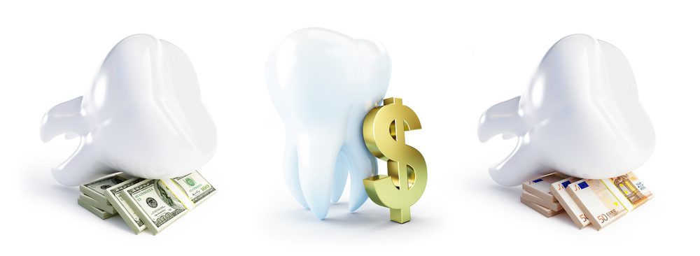 Cost of dental treatment on a white background 3D illustration