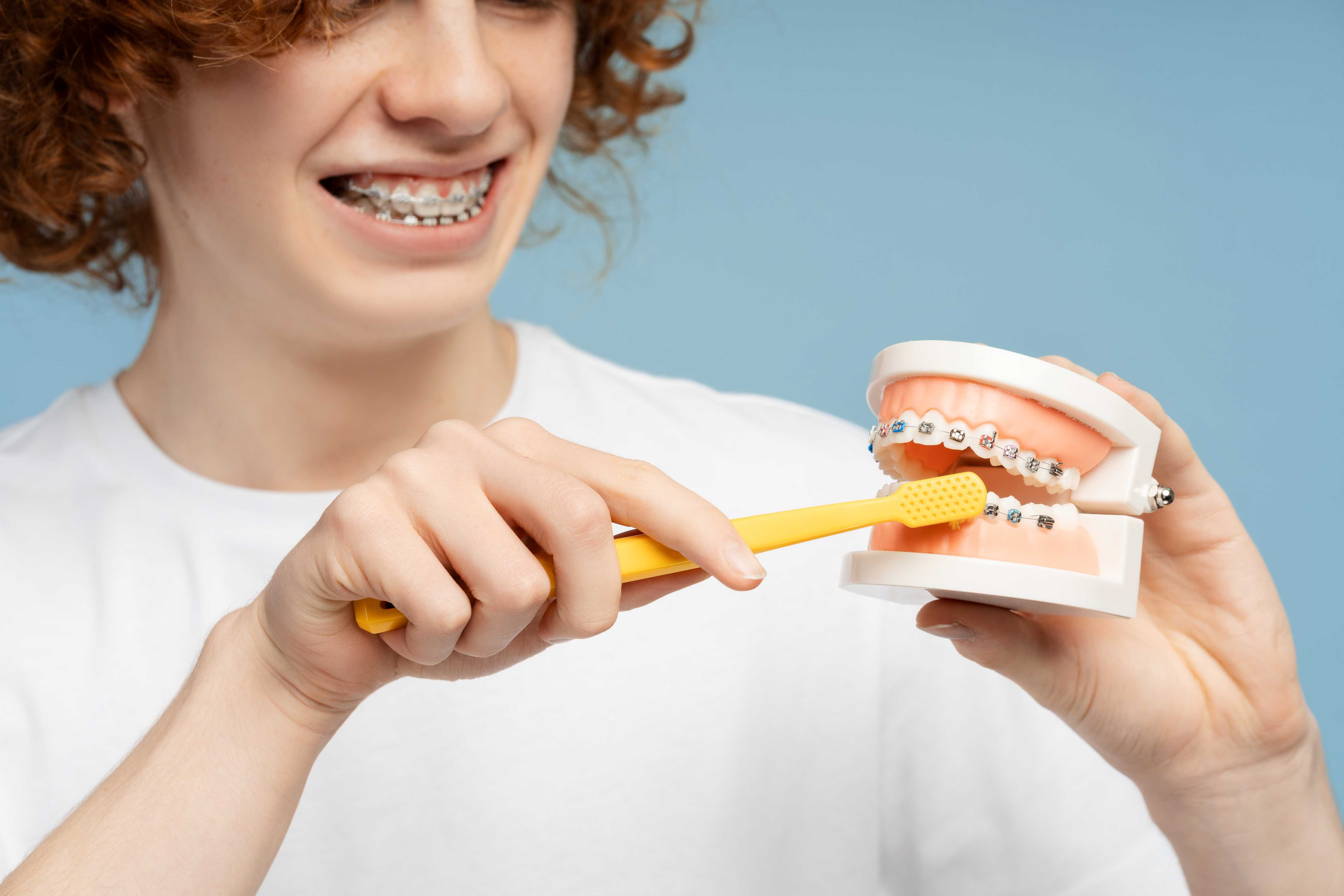 proper brushing of teeth with braces