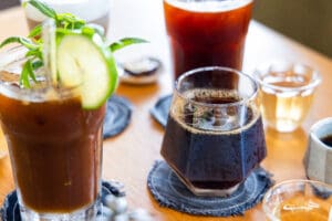 Iced glass of the coffee in cafe